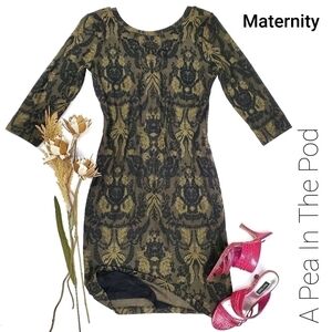 Pea in the Pod Green Black art Deco Dress Med